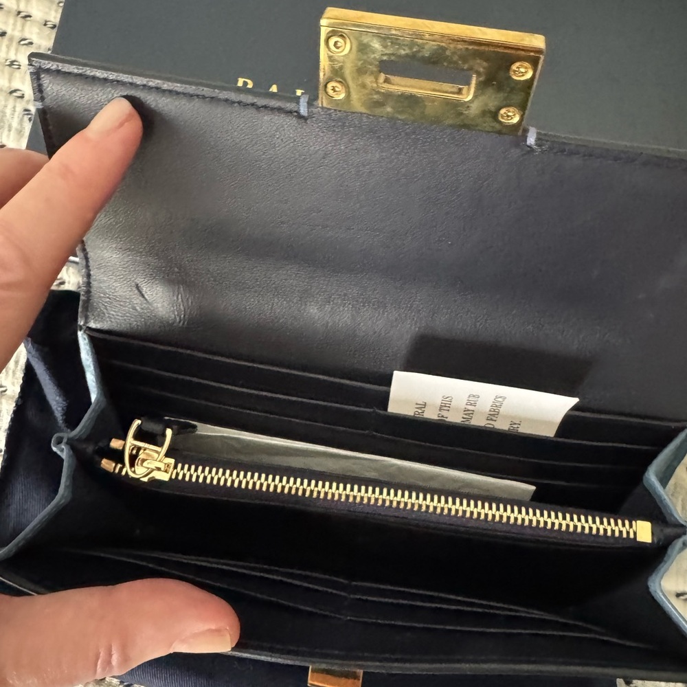 Ralph Lauren Blue Leather Wristlet Clutch with Gold Hardware - Picture 8 of 10